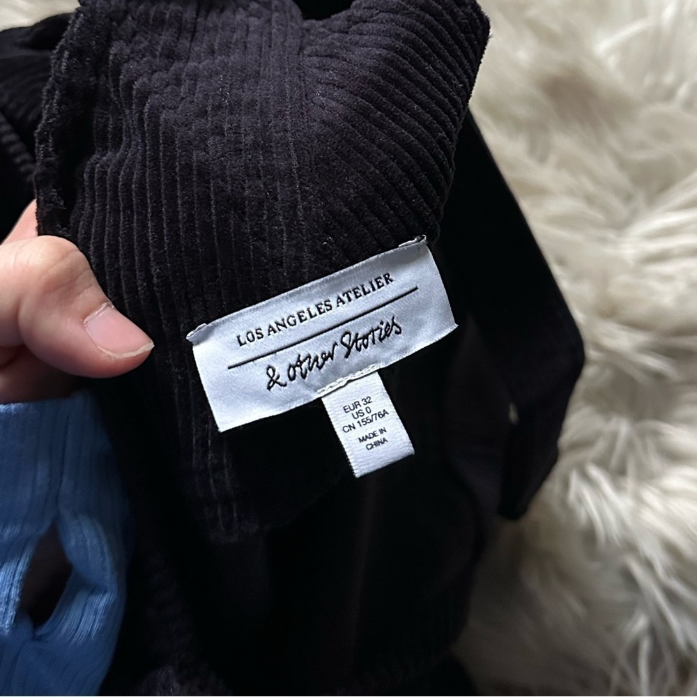 & OTHER STORIES Overall Corduroy Mini Dress In Black - Picture 5 of 5